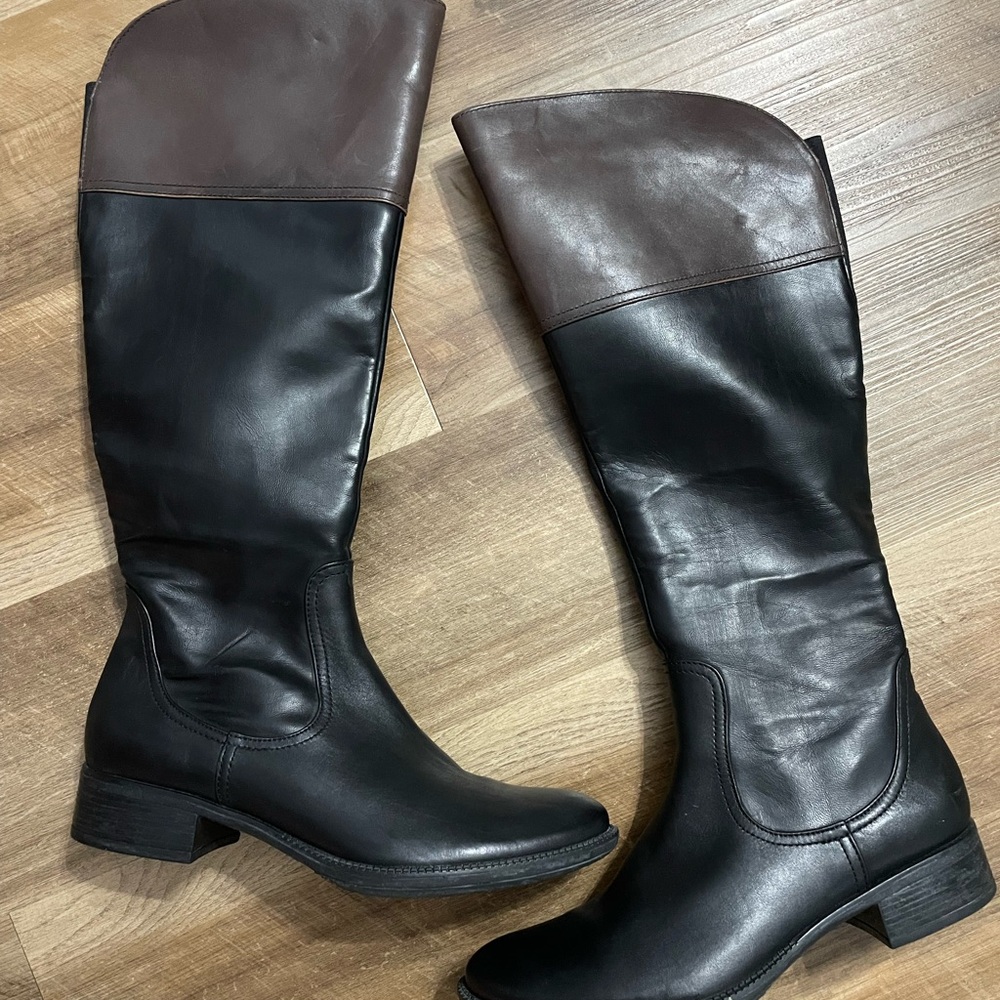 Elegant Black and Brown Over the Knee Boots